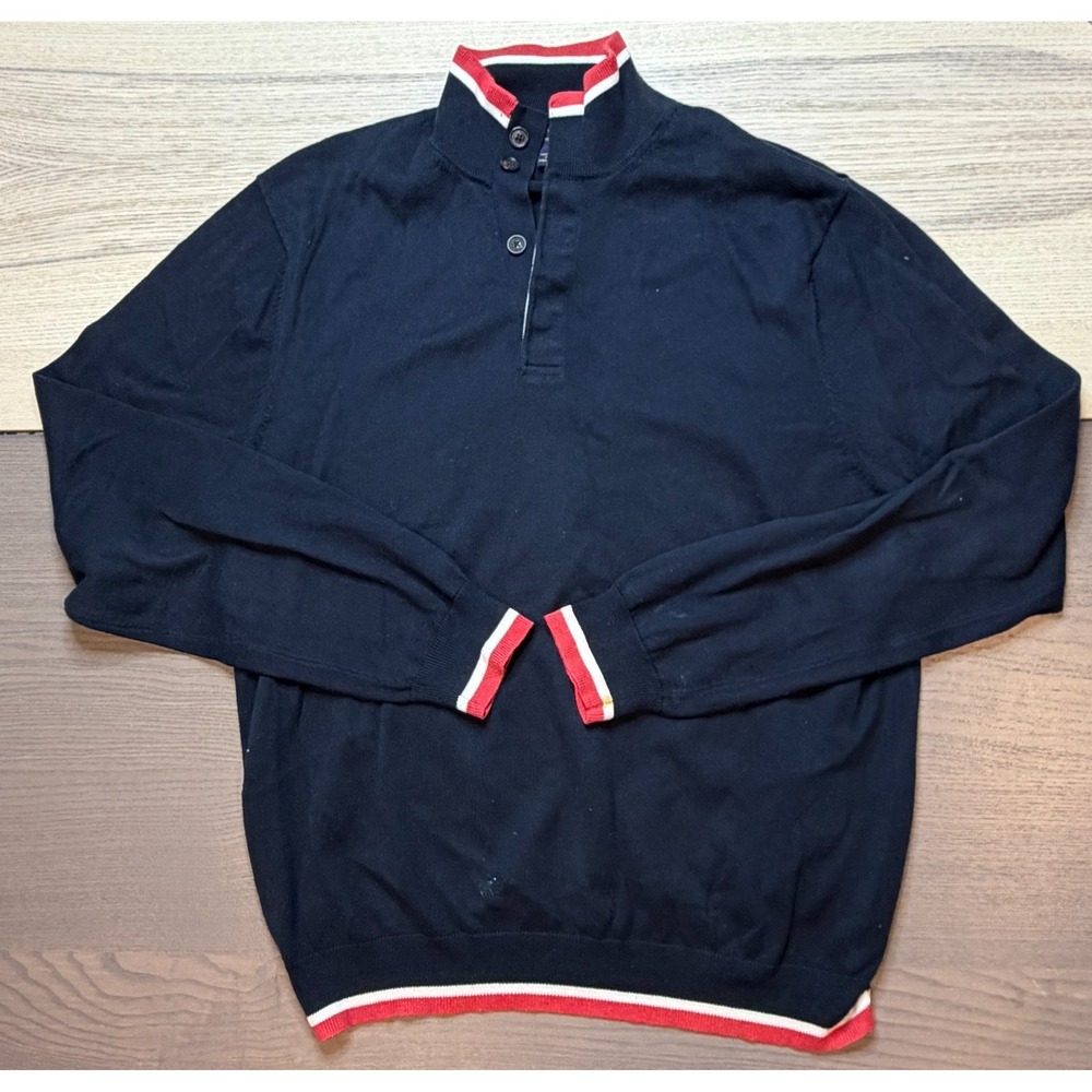 Brooks Brothers Sweater‎ Mens Large Navy 1/4 Button Supima Cotton